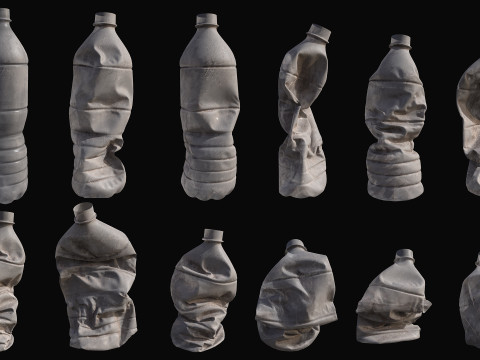 Crushed Plastic Bottle v1 Low-poly 3D Model