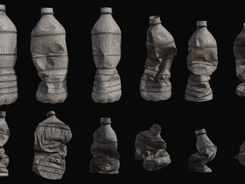 Crushed Plastic Bottle v1 Low-poly 3D Model