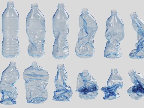 Crushed Plastic Bottle v1 3D Model