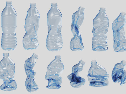 Crushed Plastic Bottle v1 3D Model