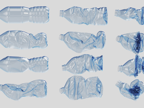 Crushed Plastic Bottle v1 3D Model