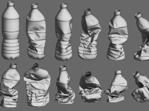 Crushed Plastic Bottle v1 3D Model