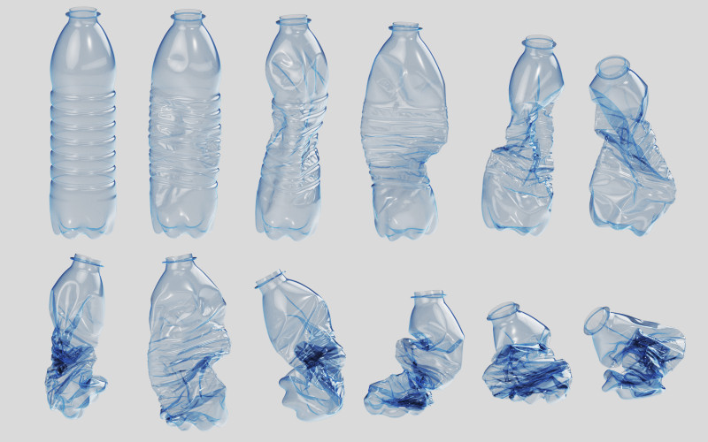 Crushed Plastic Bottle v2 Modello 3D .c4d .max .obj .3ds .fbx .stl .blend 