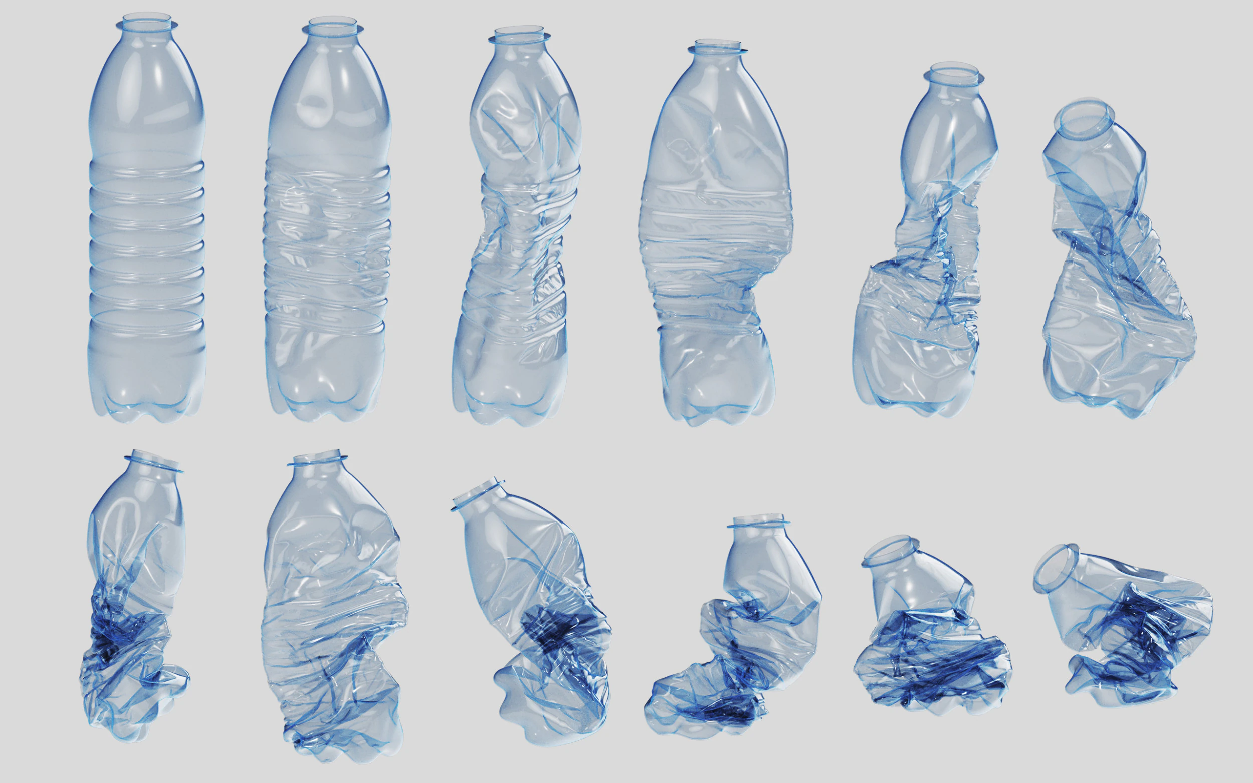 Crushed Plastic Bottle v2 3D Model .c4d .max .obj .3ds .fbx .stl .blend 