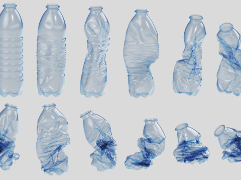 Crushed Plastic Bottle v2 3D Модель