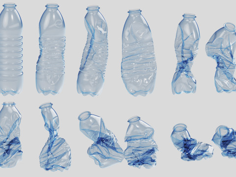 Crushed Plastic Bottle v2 Modello 3D