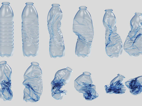 Crushed Plastic Bottle v2 3D Model