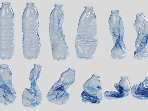 Crushed Plastic Bottle v2 3D Model