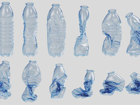 Crushed Plastic Bottle v2 3D Model