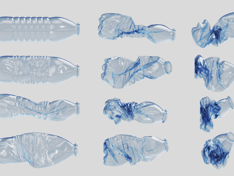 Crushed Plastic Bottle v2 Modello 3D