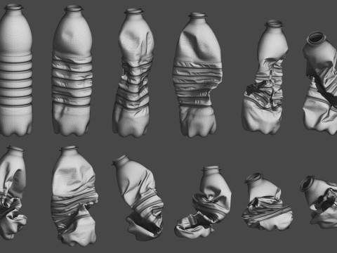Crushed Plastic Bottle v2 Modello 3D