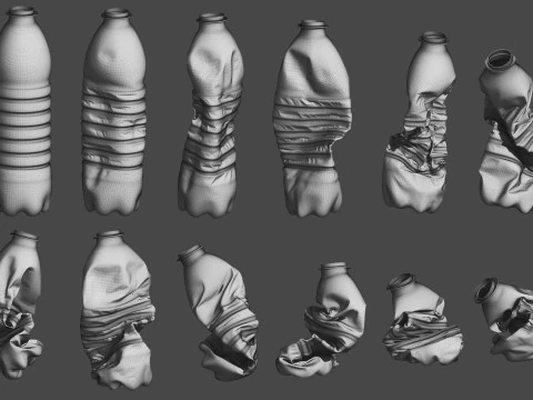 Crushed Plastic Bottle v2 3D Model