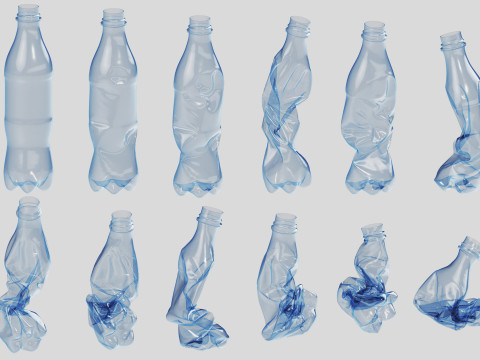 Crushed Plastic Bottle v3 3D Model