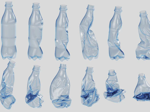 Crushed Plastic Bottle v3 3D Model