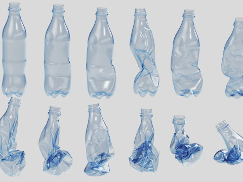 Crushed Plastic Bottle v3 3D Model
