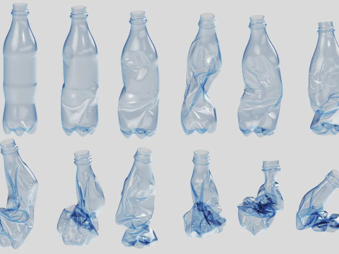 Crushed Plastic Bottle v3 3D Model