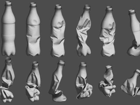 Crushed Plastic Bottle v3 3D Model