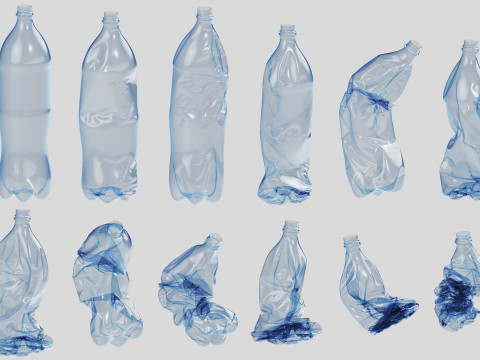 Crushed Plastic Bottle v4 3D Model