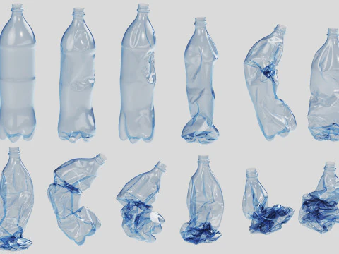 Crushed Plastic Bottle v4 3D Model
