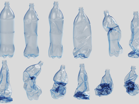 Crushed Plastic Bottle v4 Modelo 3D