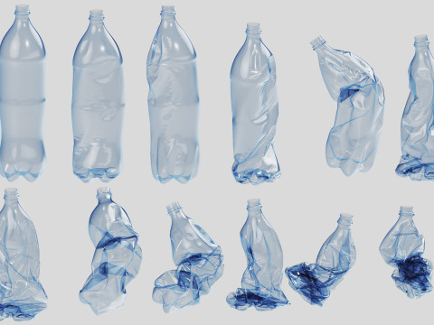 Crushed Plastic Bottle v4 Modelo 3D
