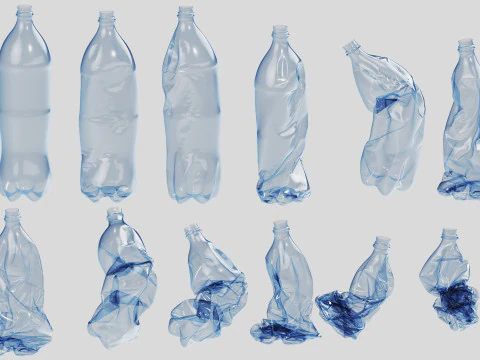 Crushed Plastic Bottle v4 3D Model