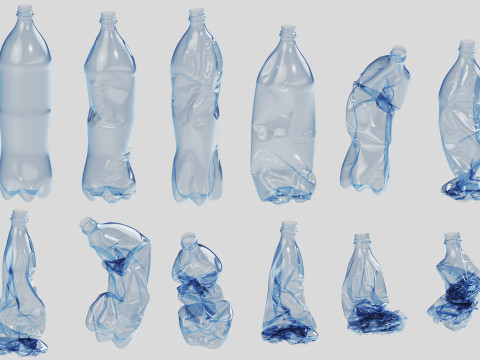 Crushed Plastic Bottle v4 Modelo 3D