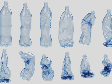 Crushed Plastic Bottle v4 3D Model