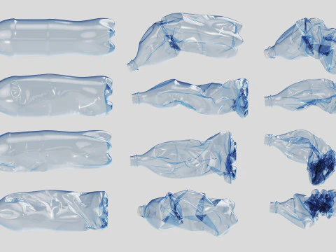 Crushed Plastic Bottle v4 3D Model