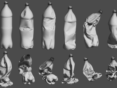 Crushed Plastic Bottle v4 Modelo 3D