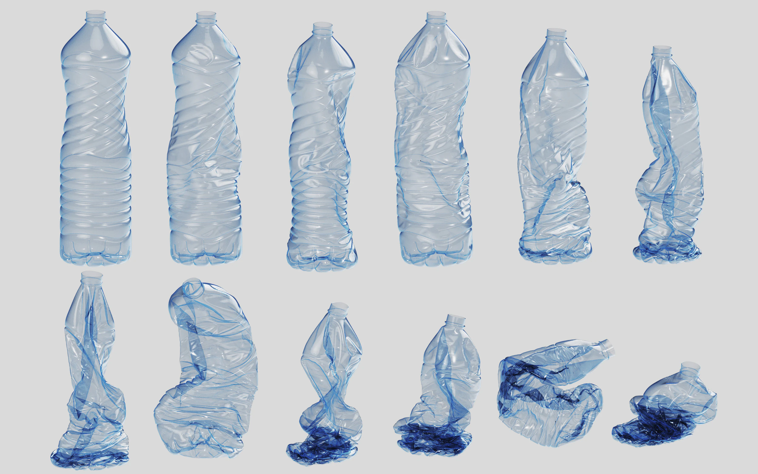 Crushed Plastic Bottle v5 3D Model .c4d .max .obj .3ds .fbx .stl .blend 