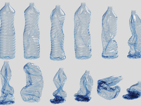 Bouteille en plastique &eacute;cras&eacute;e v5 Modèle 3D