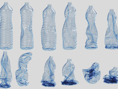 Crushed Plastic Bottle v5 3D Model