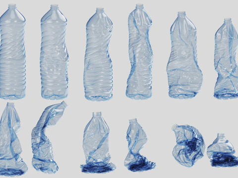 Crushed Plastic Bottle v5 3D Model