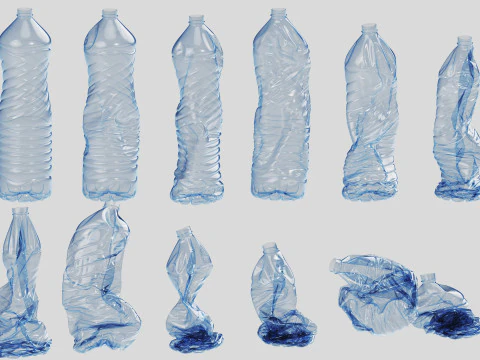 Crushed Plastic Bottle v5 3D Model