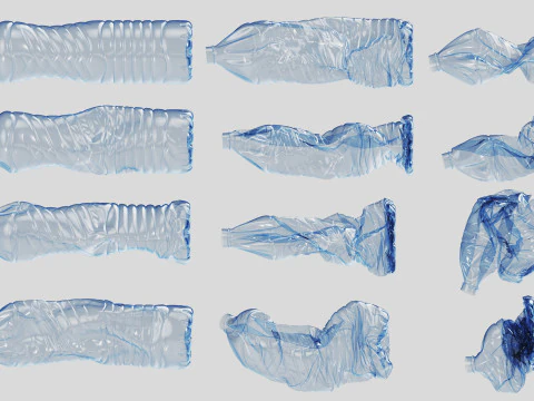 Crushed Plastic Bottle v5 3D Model