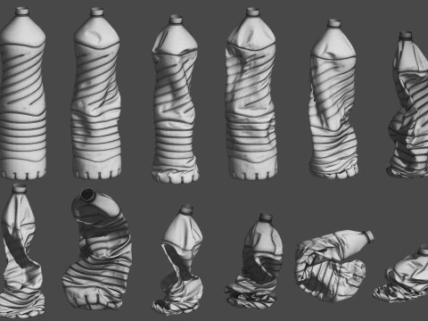 Crushed Plastic Bottle v5 3D Model