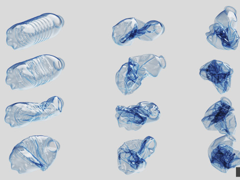 Collection of Crushed Plastic Bottles - 60 items Model 3D