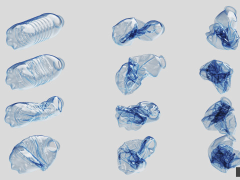 Collection of Crushed Plastic Bottles - 60 items Model 3D
