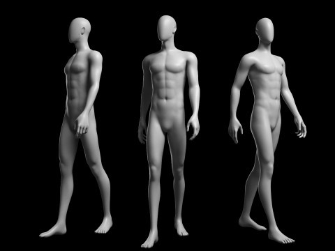 Animated Male Base Mesh v3 - 12 poses Low-poly 3D 모델
