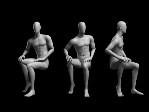 Animated Male Base Mesh v3 - 12 poses Low-poly 3D 모델