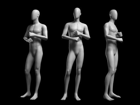Animated Male Base Mesh v3 - 12 poses Low-poly 3D 모델