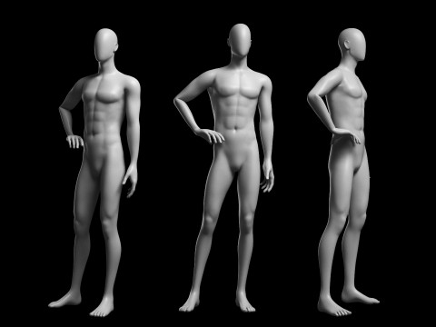 Animated Male Base Mesh v3 - 12 poses Low-poly 3D 모델