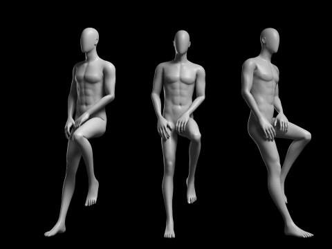 Animated Male Base Mesh v3 - 12 poses Low-poly 3D 모델