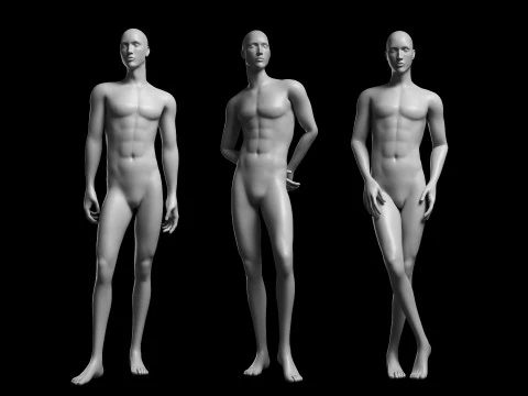 Animated Male Base Mesh v3 - 12 poses Low-poly 3D Model