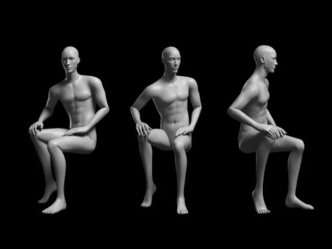 Animated Male Base Mesh v3 - 12 poses Low-poly 3D Model