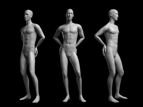 Animated Male Base Mesh v3 - 12 poses Low-poly 3D मॉडल