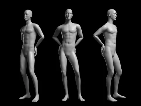 Animated Male Base Mesh v3 - 12 poses Low-poly 3D Model
