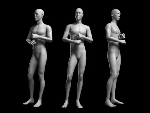 Animated Male Base Mesh v3 - 12 poses Low-poly 3D Model