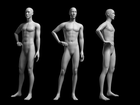Animated Male Base Mesh v3 - 12 poses Low-poly 3D Model